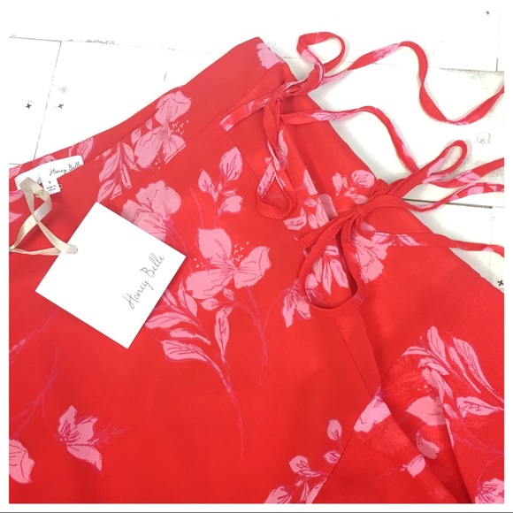*CLEARANCE* Red Floral Asymmetrical Skirt - Picture 3 of 8